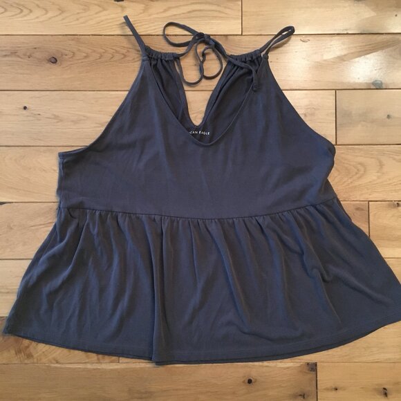 American Eagle Outfitter Graphite Grey Soft Baby Doll Style Tie Up Tank - Picture 10 of 14